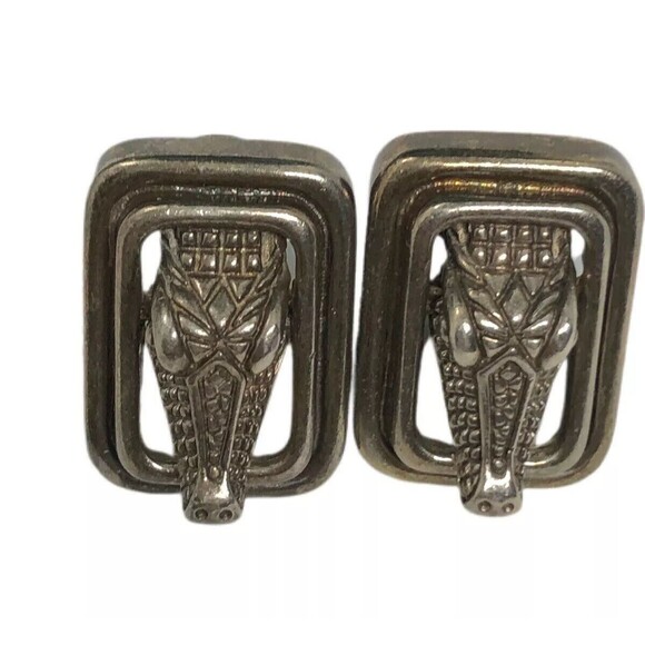 Vin Sterling Silver Alligator Earrings Marks B. Kieselstien Cord 1991 Moon Star - Picture 5 of 6